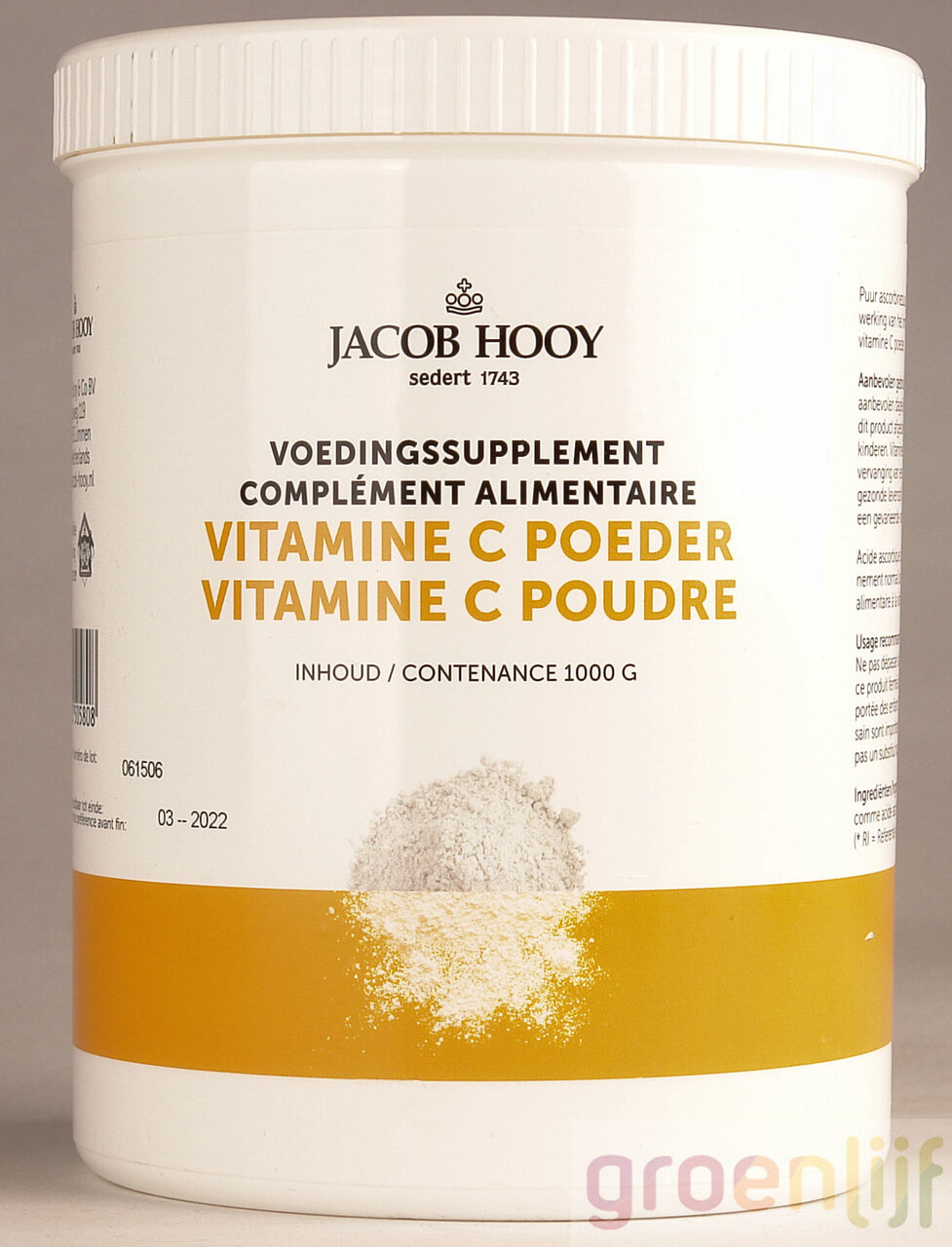 Jacob Hooy Vitamine C Poeder 1000 gram&nbsp;