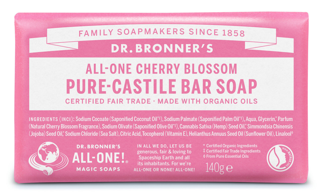 Dr Bronners Zeepblok met Cherry Blossom 140 gram