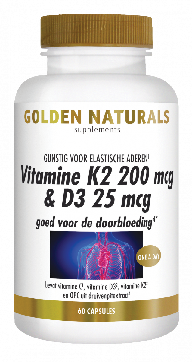 Golden Naturals Vitamine K2 200mcg &amp; D3 25mcg