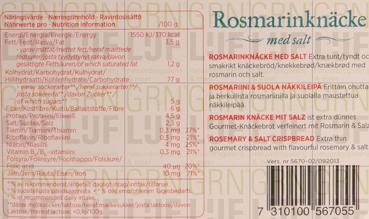 Semper - Knackebrod Rozemarijn - 230 gram