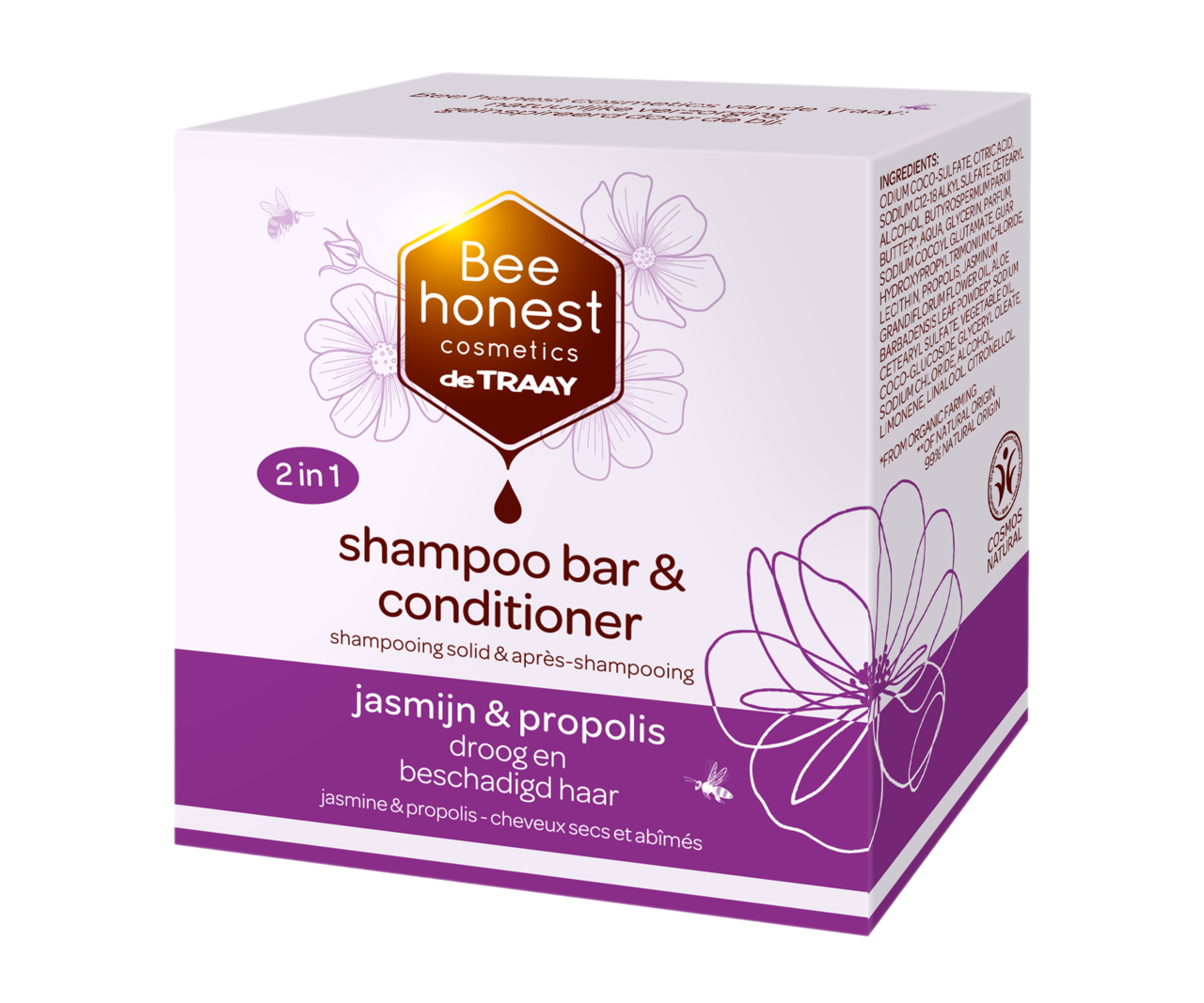 Shampoobar &amp; Conditioner jasmijn &amp; propolis - Bee Honest