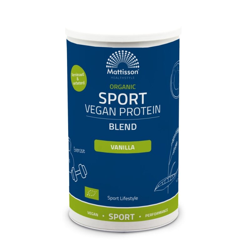 Biologische Sport Vegan Prote&iuml;ne Blend - Vanille - 500 g - Mattisson