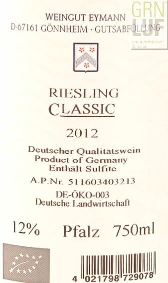 Eyemann Riesling classic Pfalz