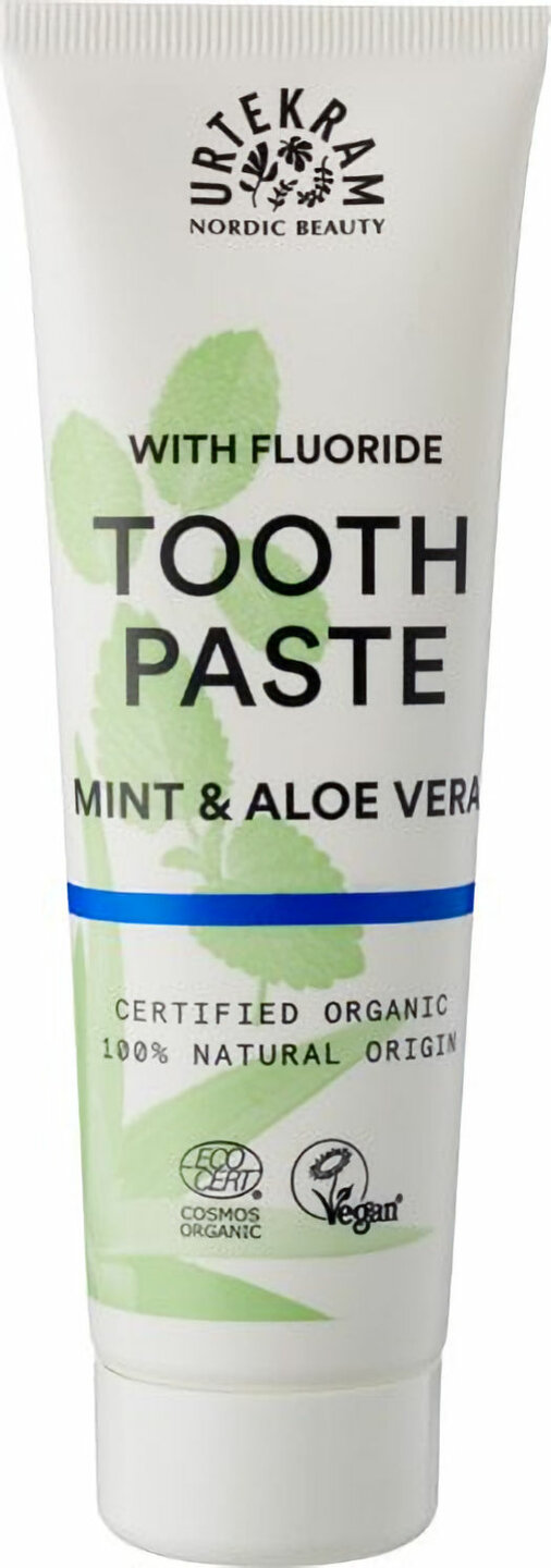 Biologische minttandpasta met fluoride, alo&euml; vera en 100% natuurlijke oorsprong