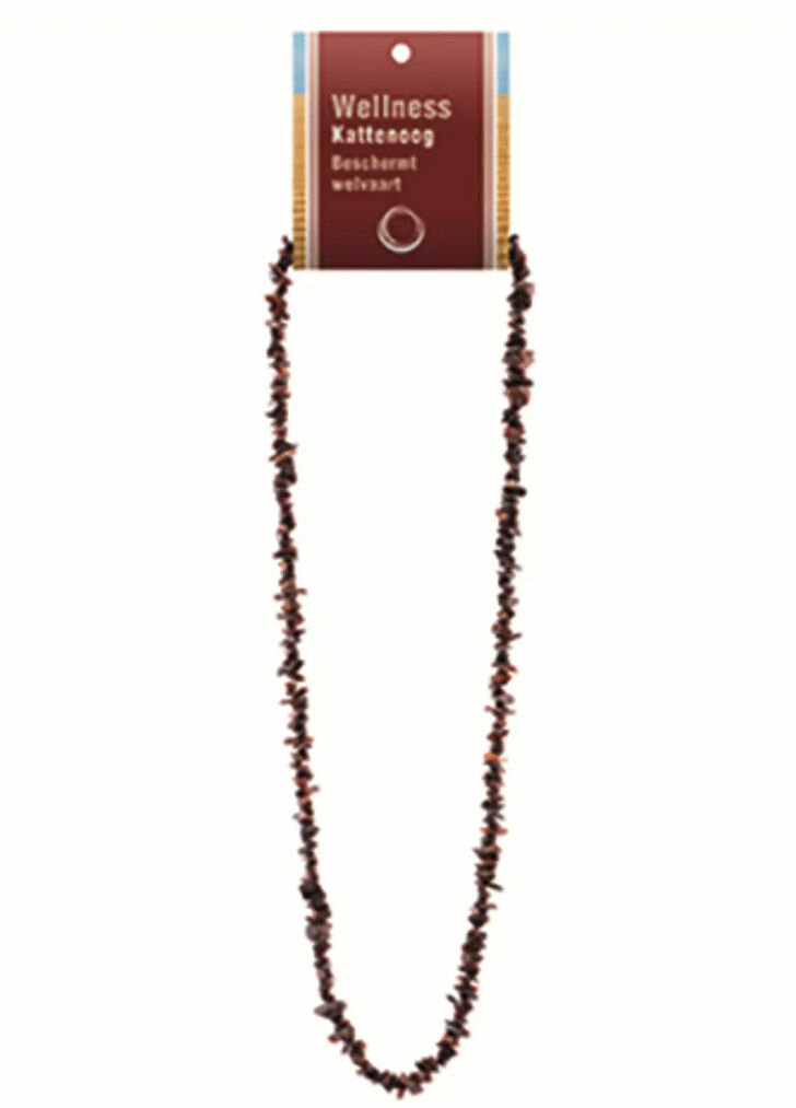 Ruben Robijn kattenoog splitketting 45 cm met rood glanseffect