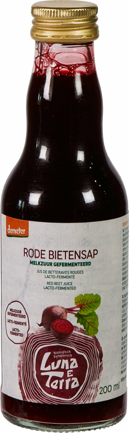 Luna e Terra rode bietensap 200 ml, 100% puur sap