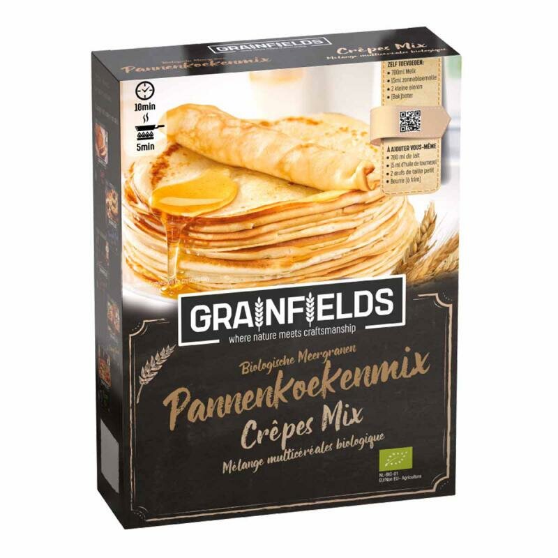 Grainfields Pannenkoekenmix Meergranen Bio met spelt, boekweit en lijnzaad