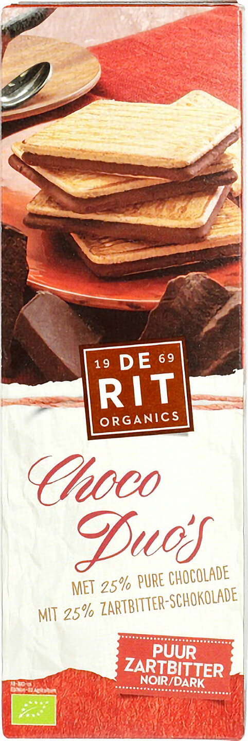 De Rit Biologische Choco Duo's Puur 150 gram met 25% chocolade