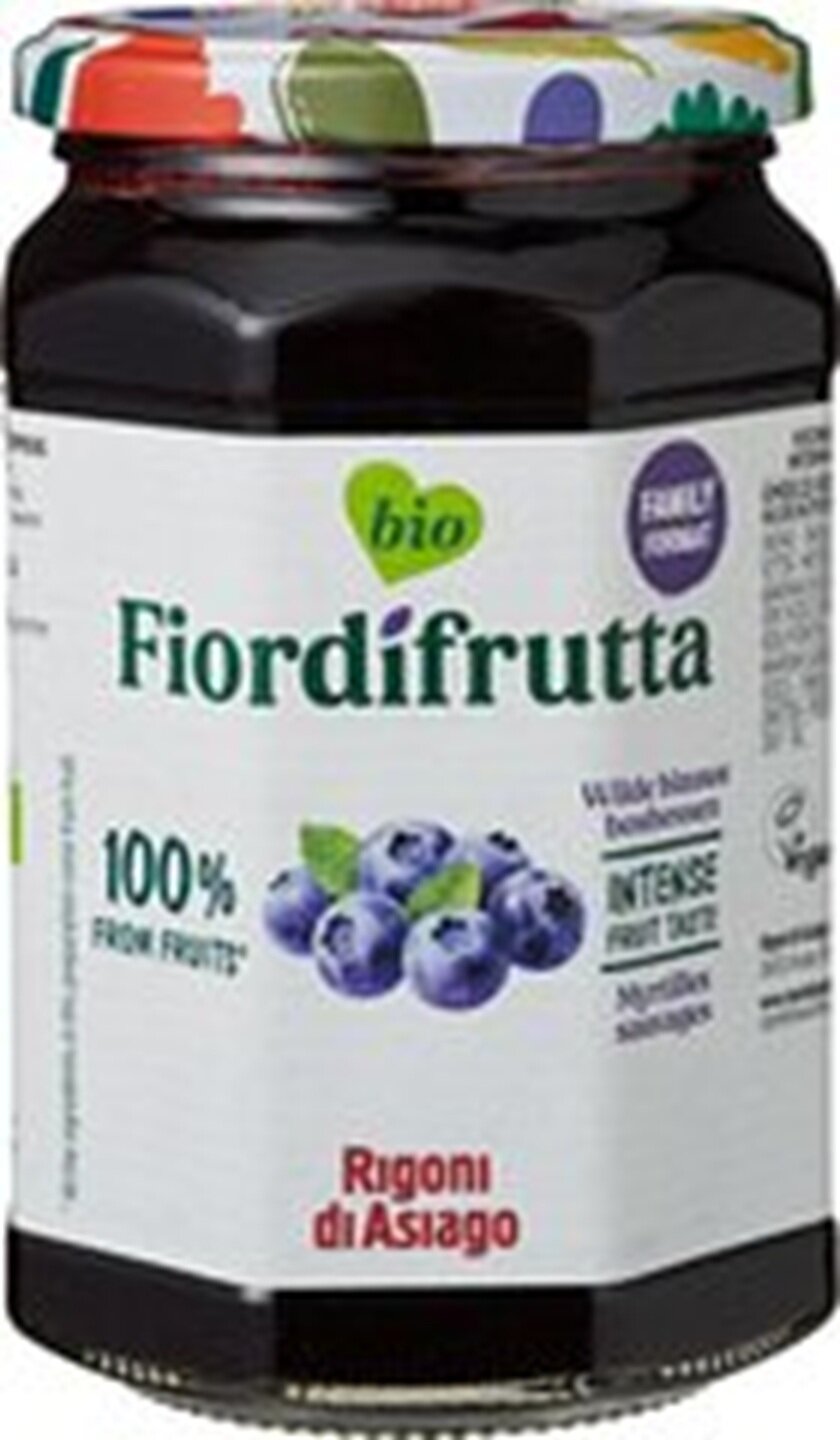 Fiordifrutta Wilde Blauwe Bosbessen Fruitbeleg Bio 600 g &ndash; met handgeplukte bosbessen
