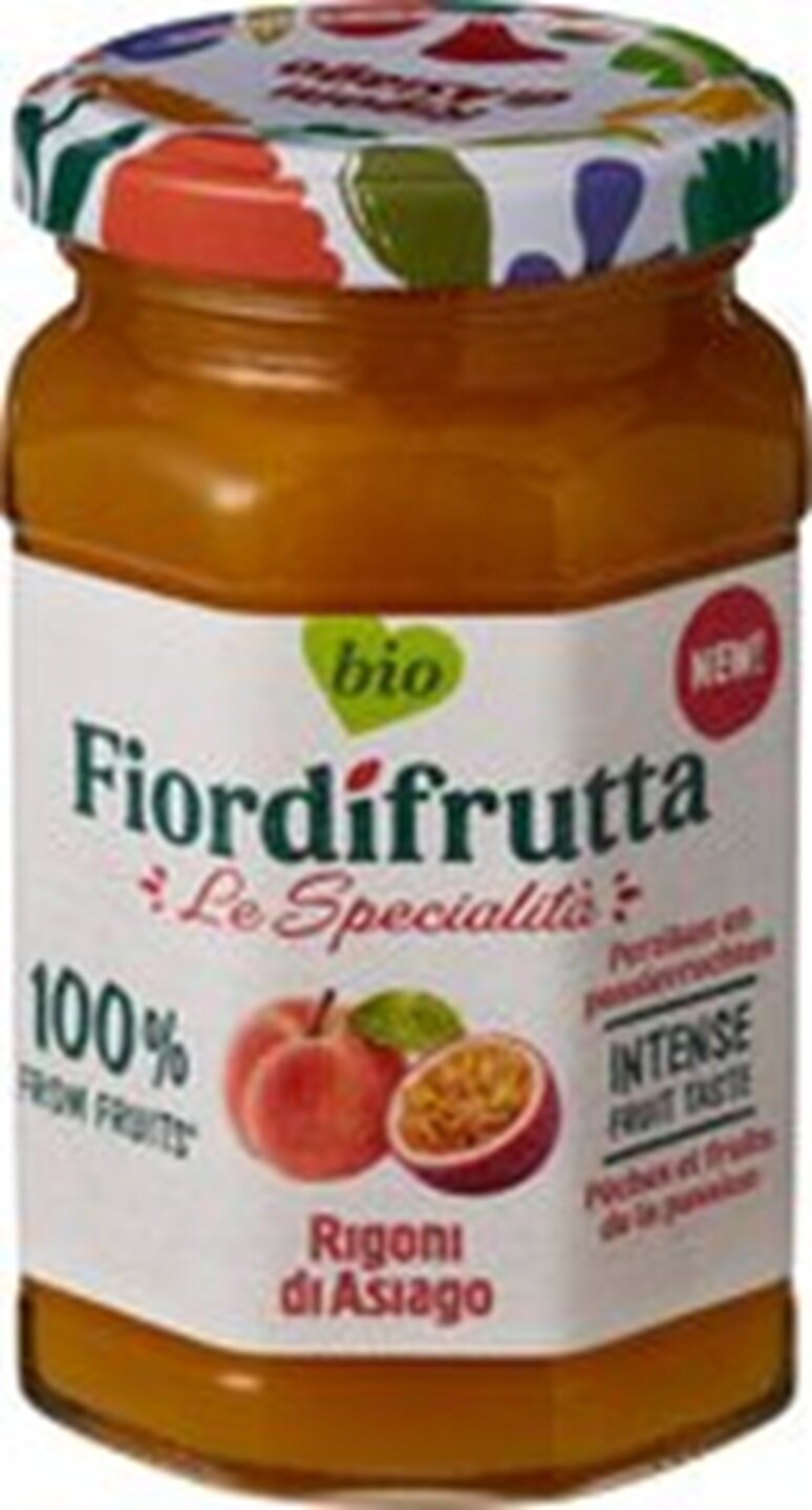 Fiordifrutta Perzik &amp; Passievrucht Jam Bio 250 g &ndash; fris en exotisch