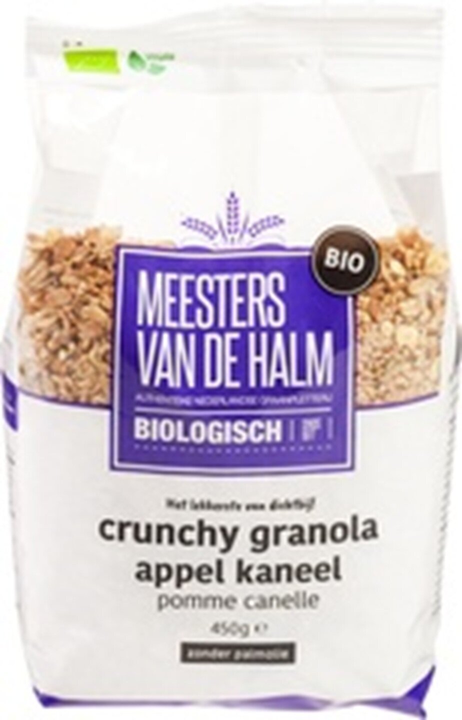 De Halm Crunchy Appel Kaneel Bio 450 g met krokante granen