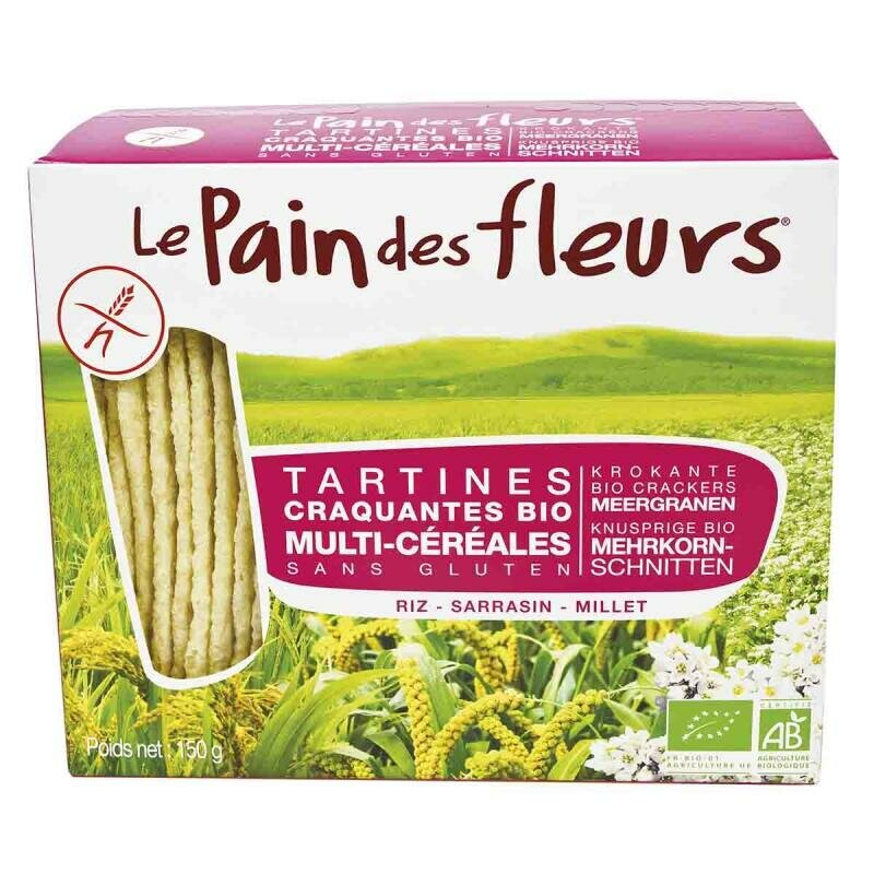 Le Pain des Fleurs biologische meergranencrackers met rijst, boekweit en sorghum, 150 gram