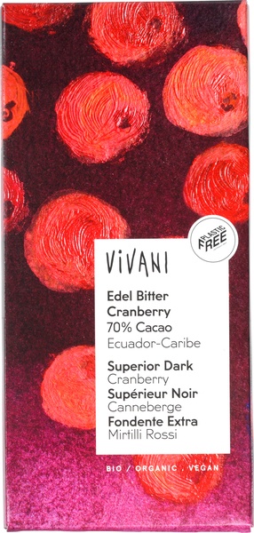 Vivani Pure Chocolade - Cranberry