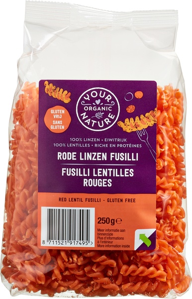 Your Organic Nature Rode Linzen Fusilli