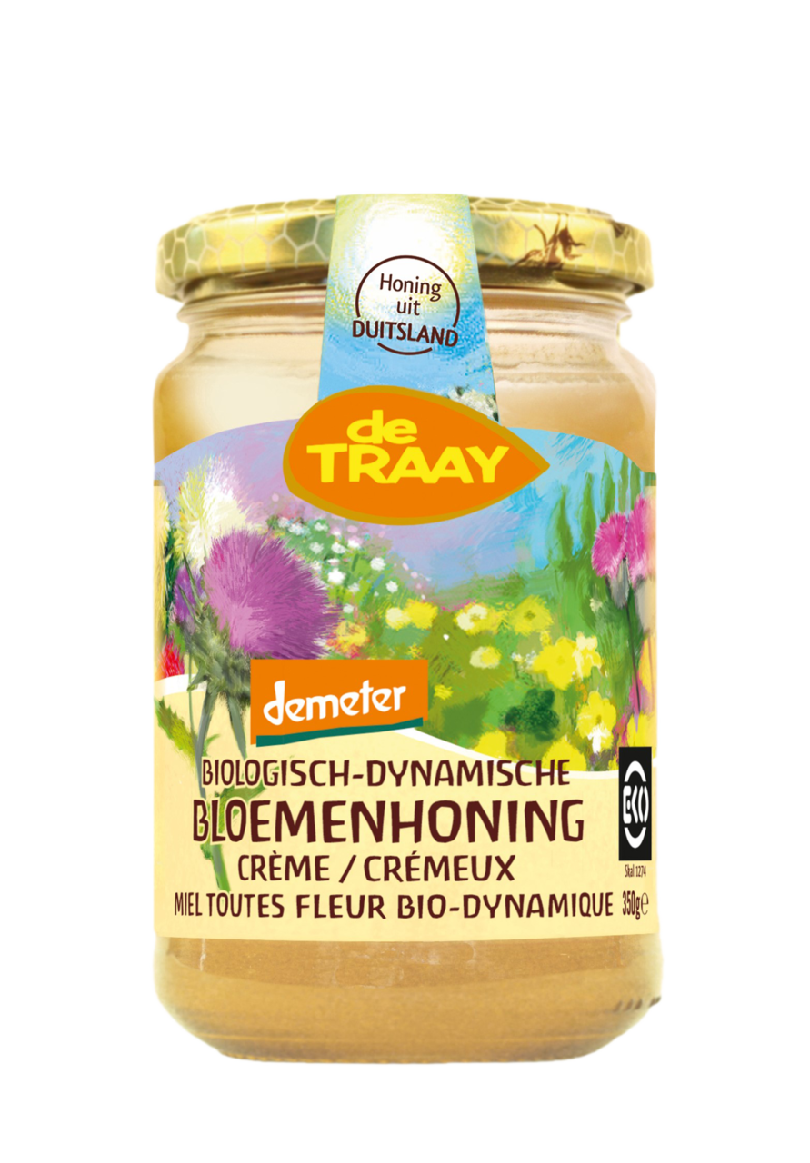 Bloemenhoning Crème DEMETER 350 gram - De Traay