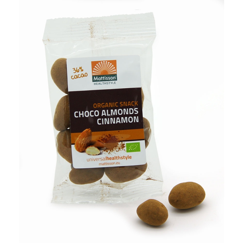 Biologische Choco Kaneel Amandelen - 35 g - Mattisson