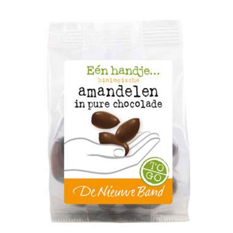 De Nieuwe Band To Go - Amandelen in Pure Chocola - 75 gram