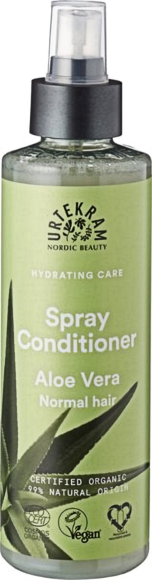 Urtekram Aloe Vera Spray Conditioner 250 ml is een leave-in conditioner die het haar direct hydrateert, moeiteloos doorkambaar 