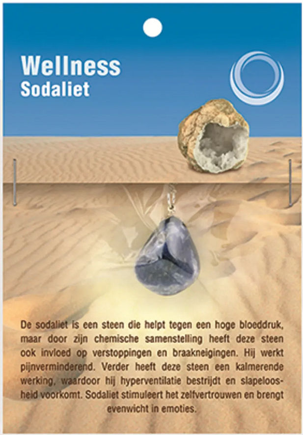 Sodaliet gezondheidshanger met diepblauwe kleur en natuurlijke witte aders