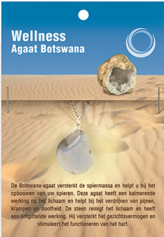 Unieke grijs-roze edelsteen, compleet met RVS ketting