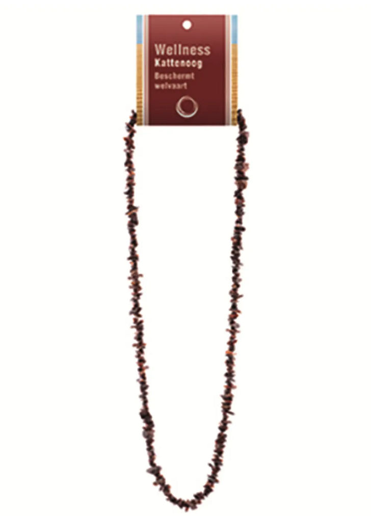 Ruben Robijn kattenoog splitketting 45 cm met rood glanseffect