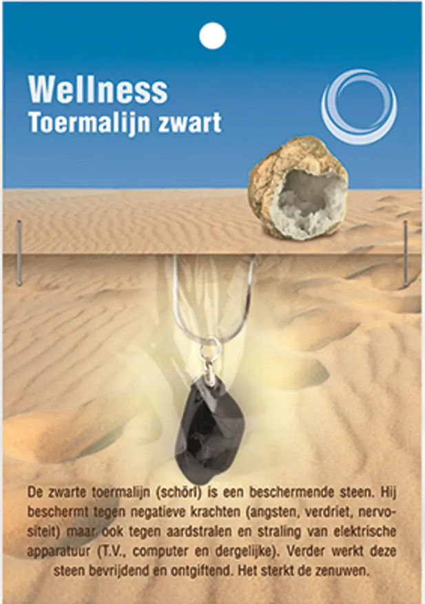 Ruben Robijn zwarte toermalijn hanger inclusief RVS ankerschakelketting