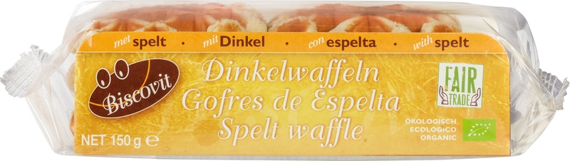 Biscovit biologische speltwafels 150 gram met 24% Fairtrade ingredi&euml;nten