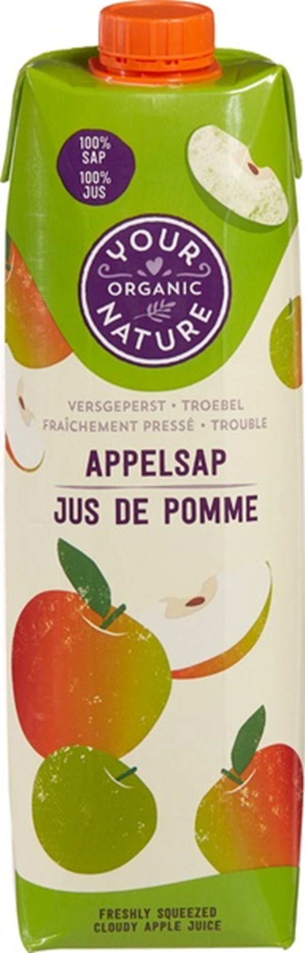 Your Organic Nature Biologisch Versgeperst Appelsap 1 L niet uit concentraat
