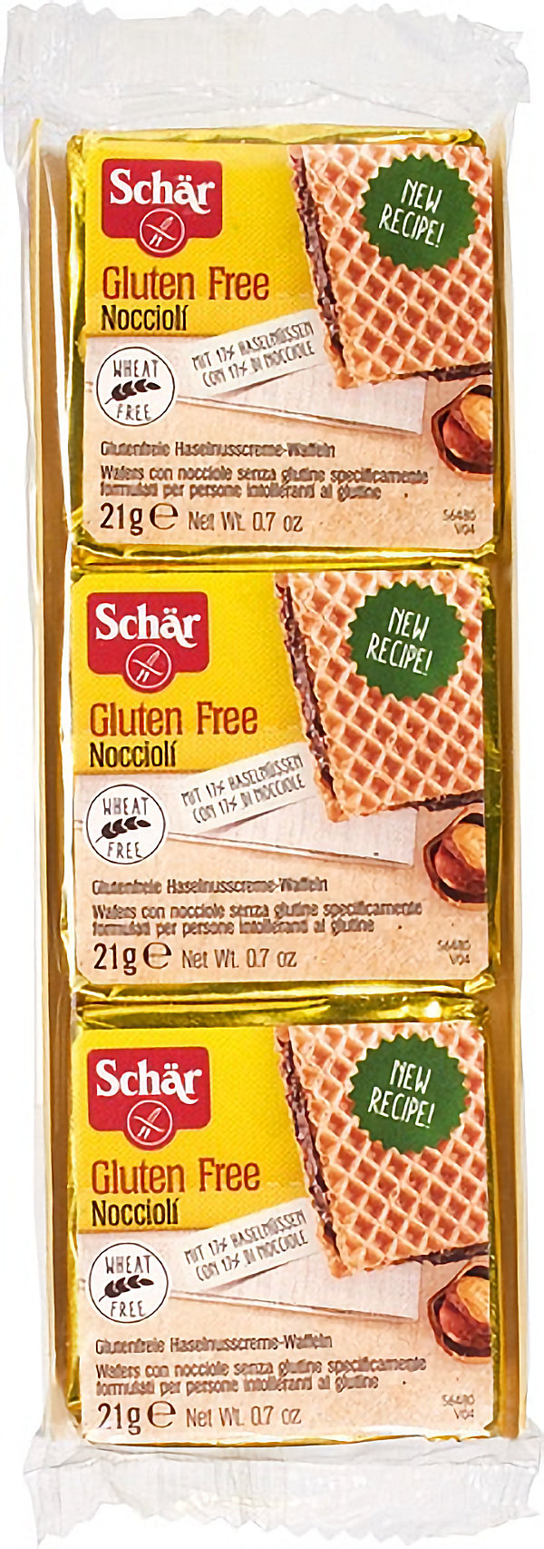 Sch&auml;r Noccioli Glutenvrije Hazelnootwafels 63 gram met romige hazelnootcr&egrave;me
