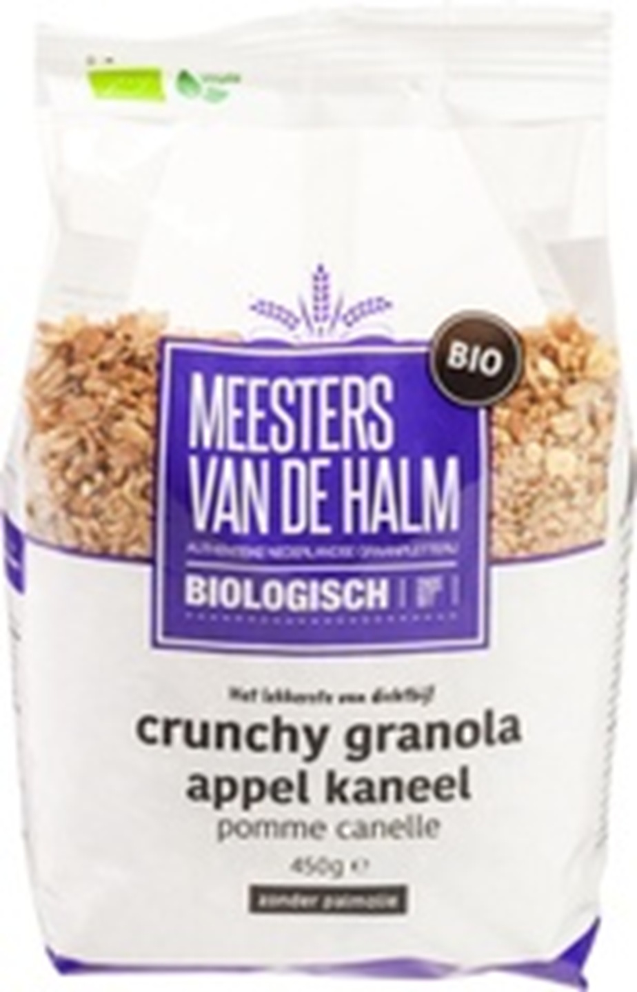 De Halm Crunchy Appel Kaneel Bio 450 g met krokante granen
