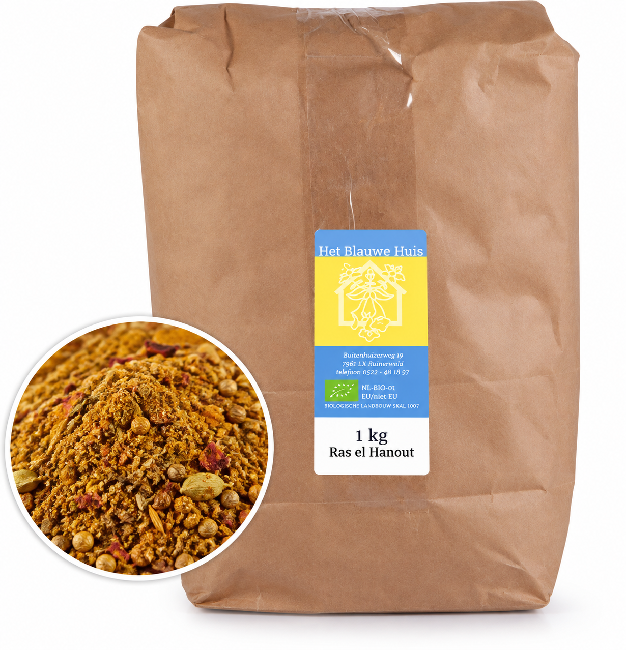 Het Blauwe Huis biologische Ras el Hanout 1 kg grootverpakking