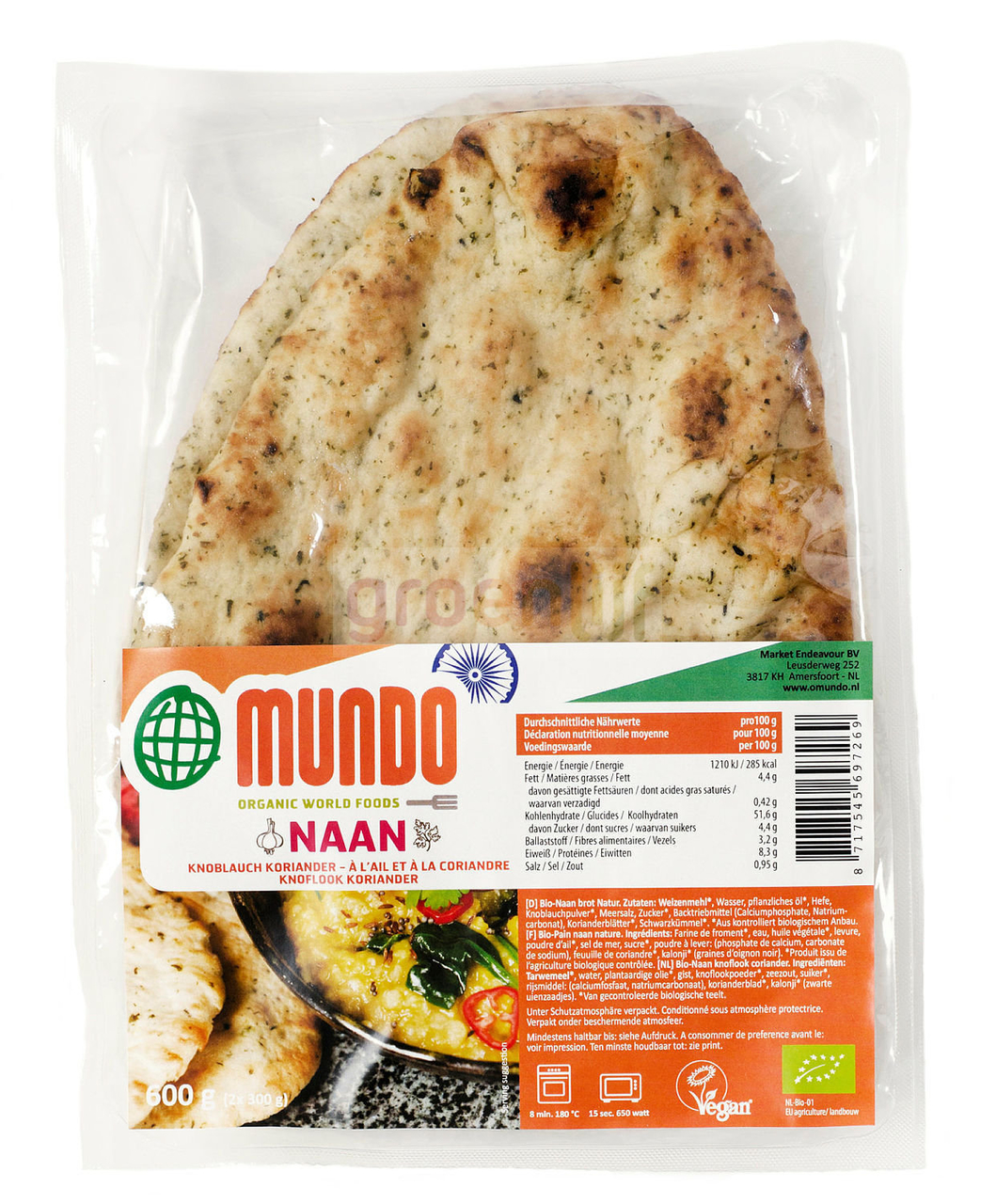 OMundo Naanbrood knoflook koriander