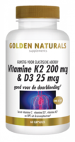 Vitamine K2 200mcg & D3 25mcg - 60caps - Golden Naturals 